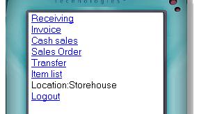 main menu Mobile Inventory system software