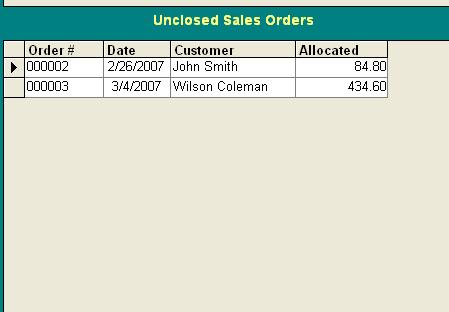unclosed sales orders Inventory database